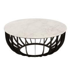 CAFE TABLE NINETY WHITE MARBLE BLACK METAL BASE 90 - CAFE, SIDE TABLES